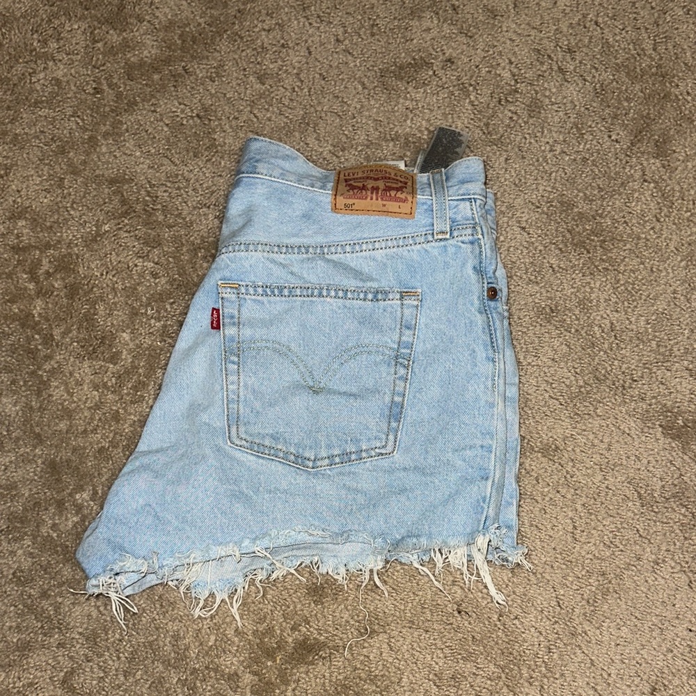 Levi's Light Blue Denim Frayed Shorts